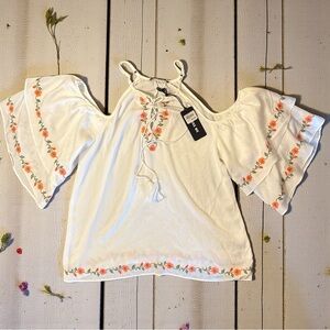 Miss Me Women's Western Boho Cold Shoulder Top Size Small NWT Cowgirl Rodeo Y2K